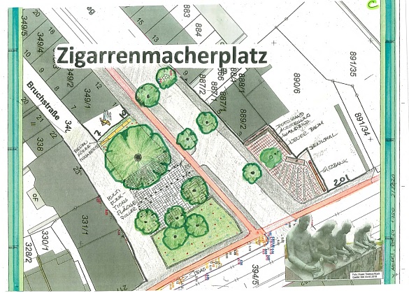 Darstellung der Variante C für die Platzgestaltung am Zigarrenmacherdenkmal