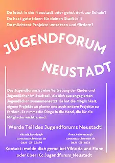Info-Plakat zum Aufbau des Jugendforums Neustadt.