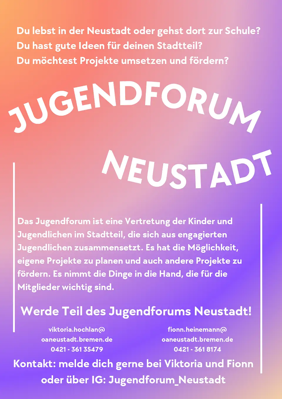 Info-Plakat zum Aufbau des Jugendforums Neustadt.