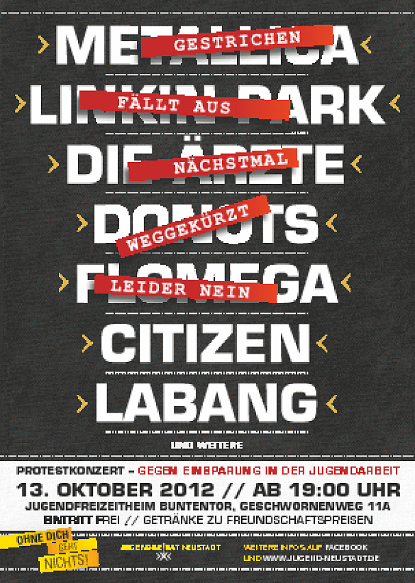 Hinweisflyer zu einem Konzert 